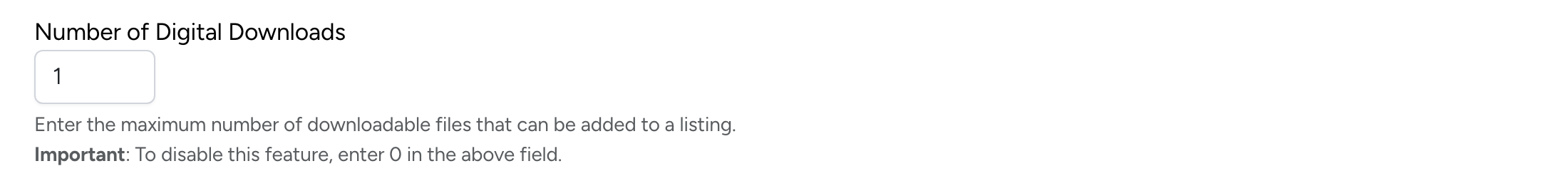 PHP Pro Bid — Number of Digital Downloads setting with input field