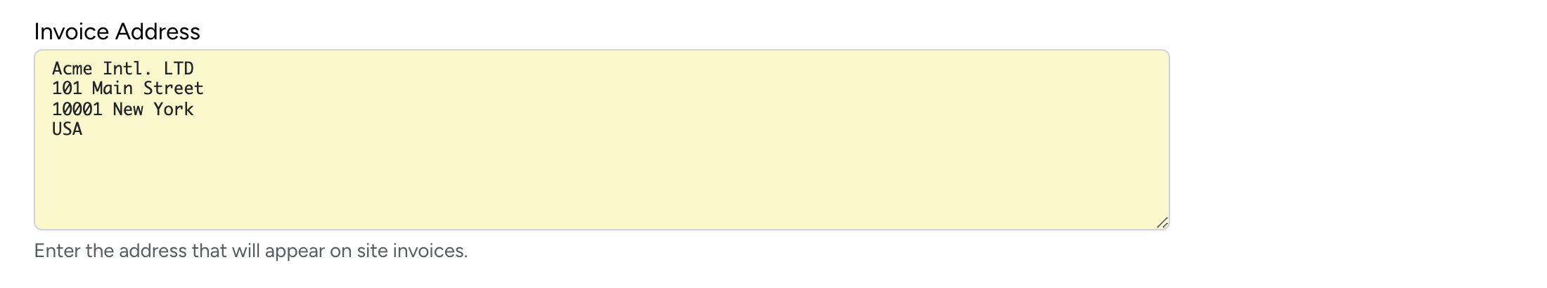 PHP Pro Bid — Admin Invoice Address text field with company address