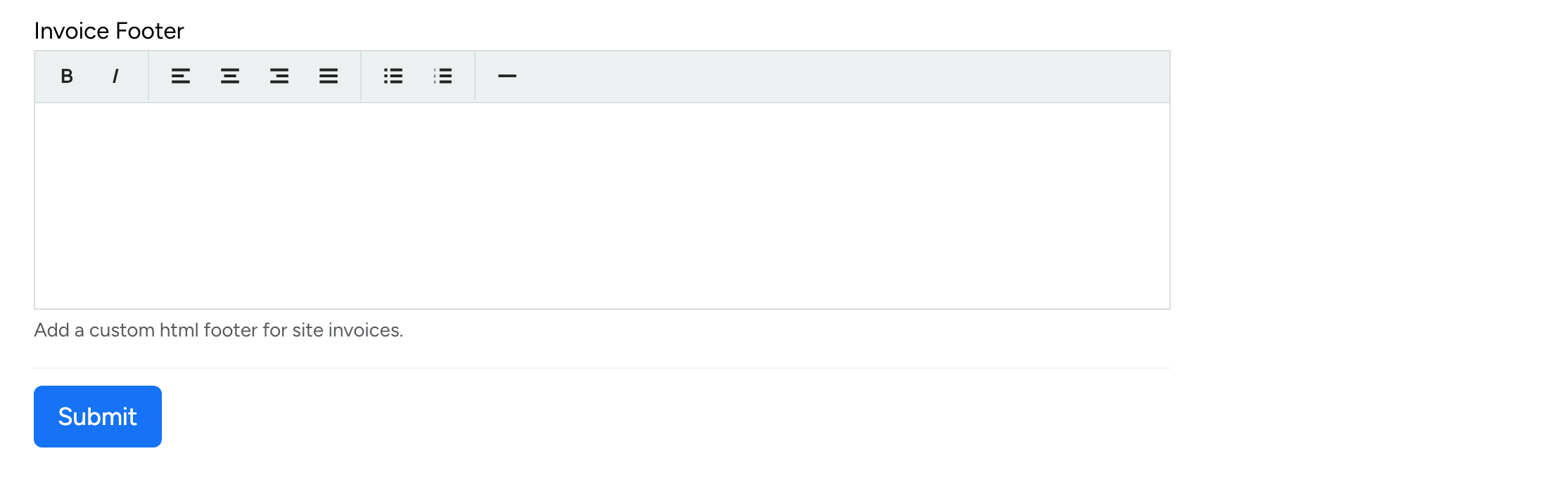 PHP Pro Bid — Admin Invoice Footer rich text editor for adding custom HTML footer content