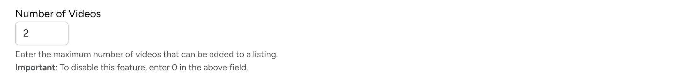 PHP Pro Bid — Number of Videos setting with input field