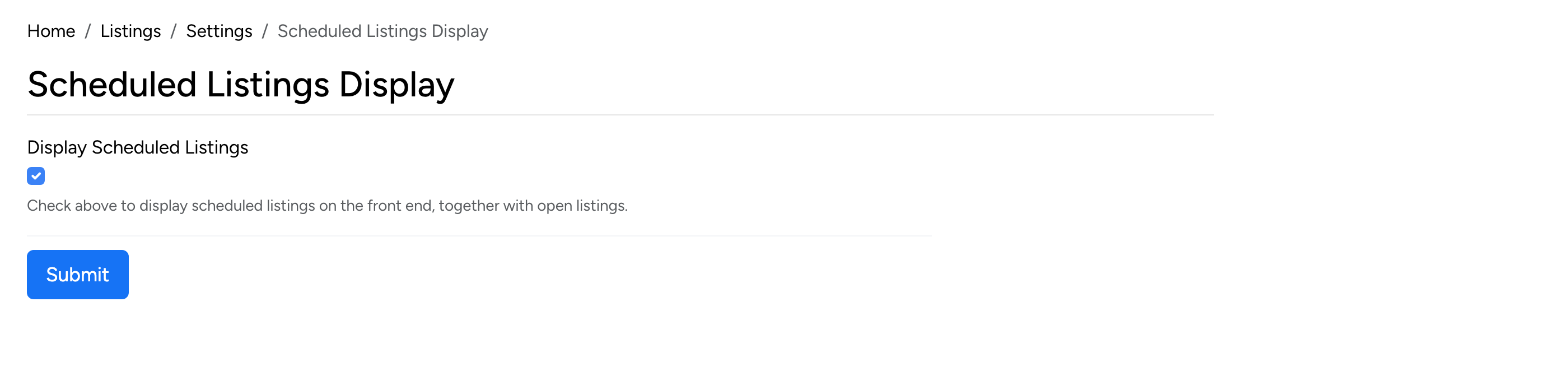 PHP Pro Bid admin — Display Scheduled Listings checkbox