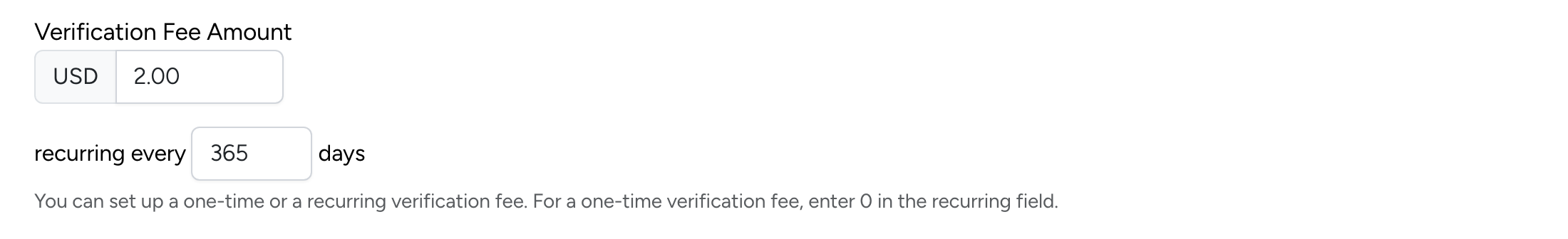 PHP Pro Bid admin — Verification Fee Amount and recurring period settings