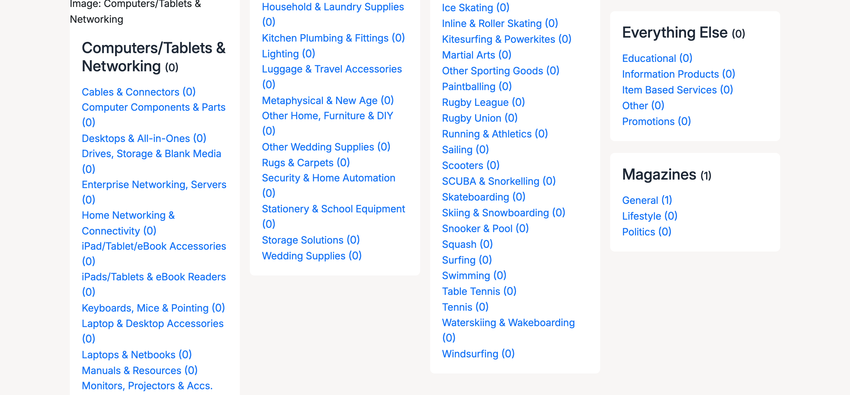 PHP Pro Bid — All Categories page showing Magazines category listed alongside regular categories