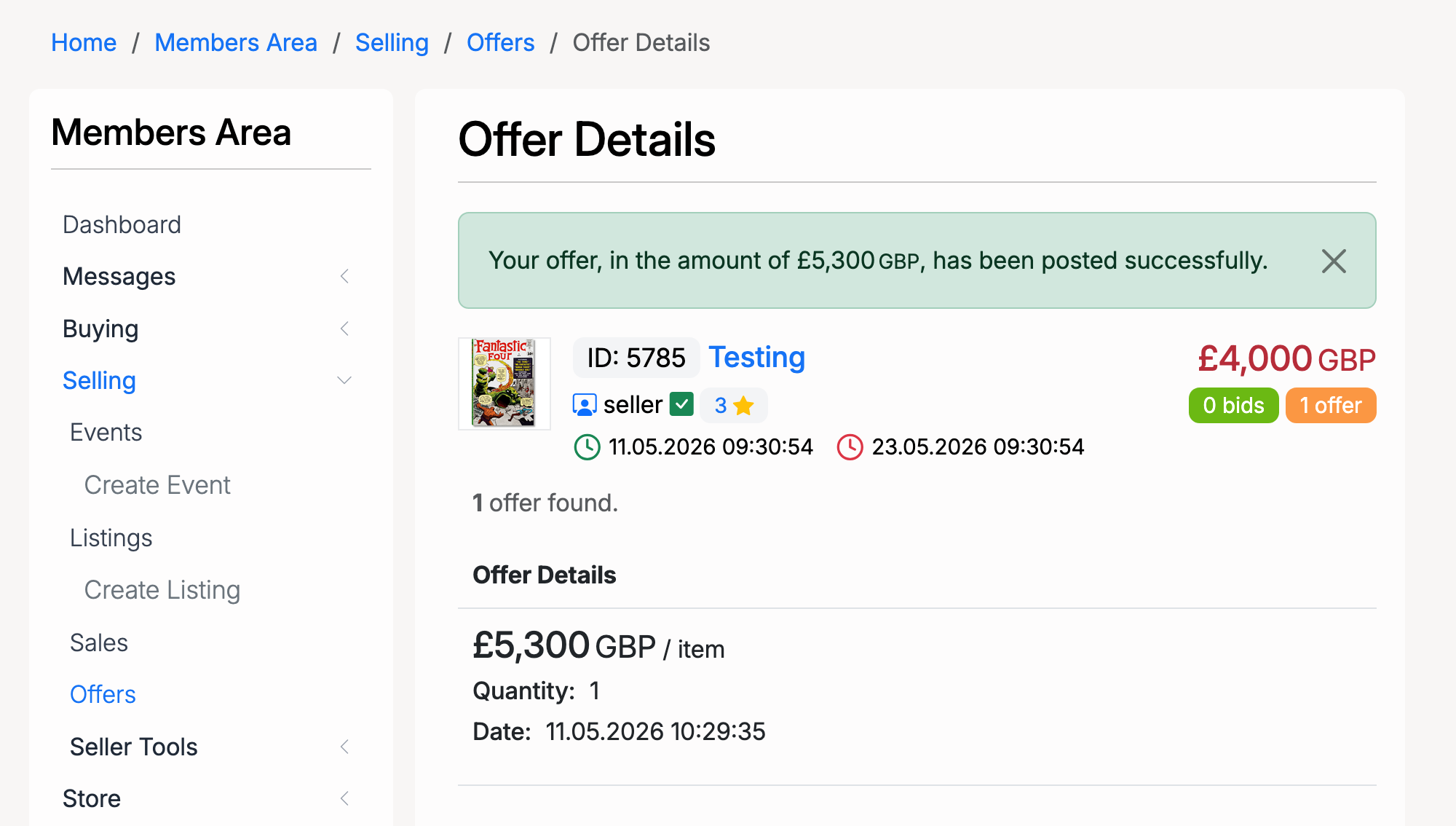 PHP Pro Bid — Counter offer posted successfully with updated offer details