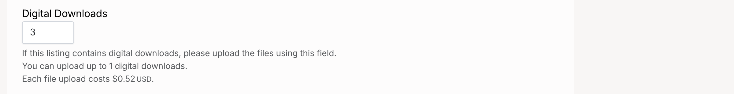 PHP Pro Bid — Digital Downloads field showing number of files and per-upload cost