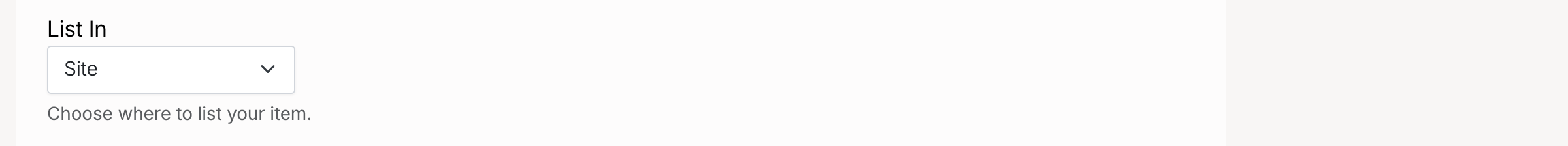 PHP Pro Bid — List In dropdown set to Site