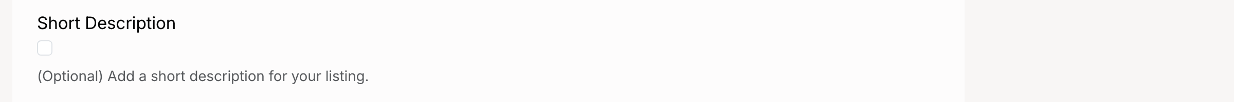 PHP Pro Bid — Short Description checkbox, unchecked