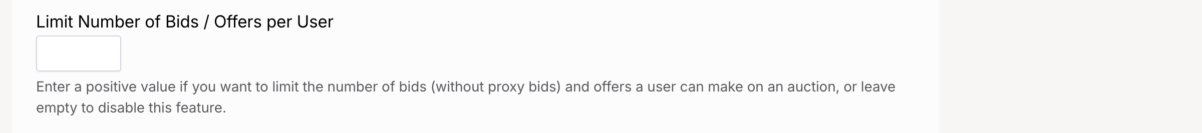 PHP Pro Bid — Limit Number of Bids / Offers per User input field