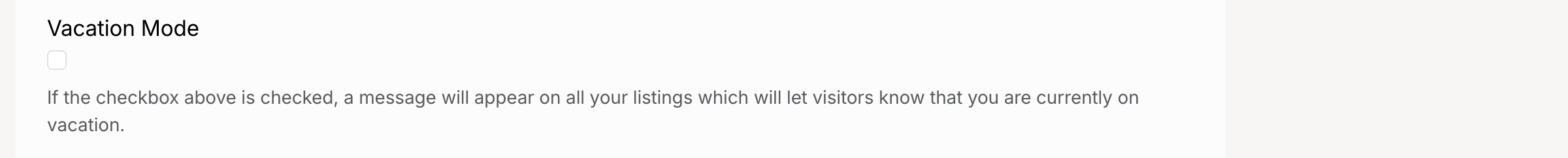 PHP Pro Bid — Vacation Mode checkbox unchecked