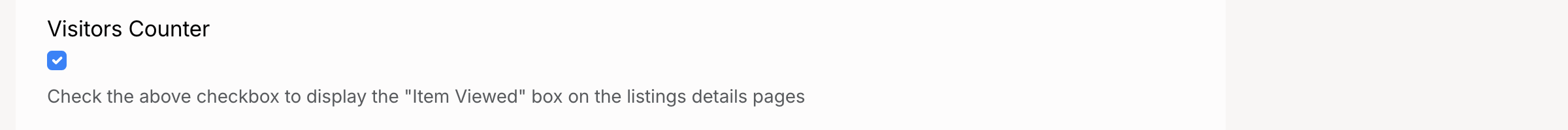 PHP Pro Bid — Visitors Counter setting with Enable and Disable radio options