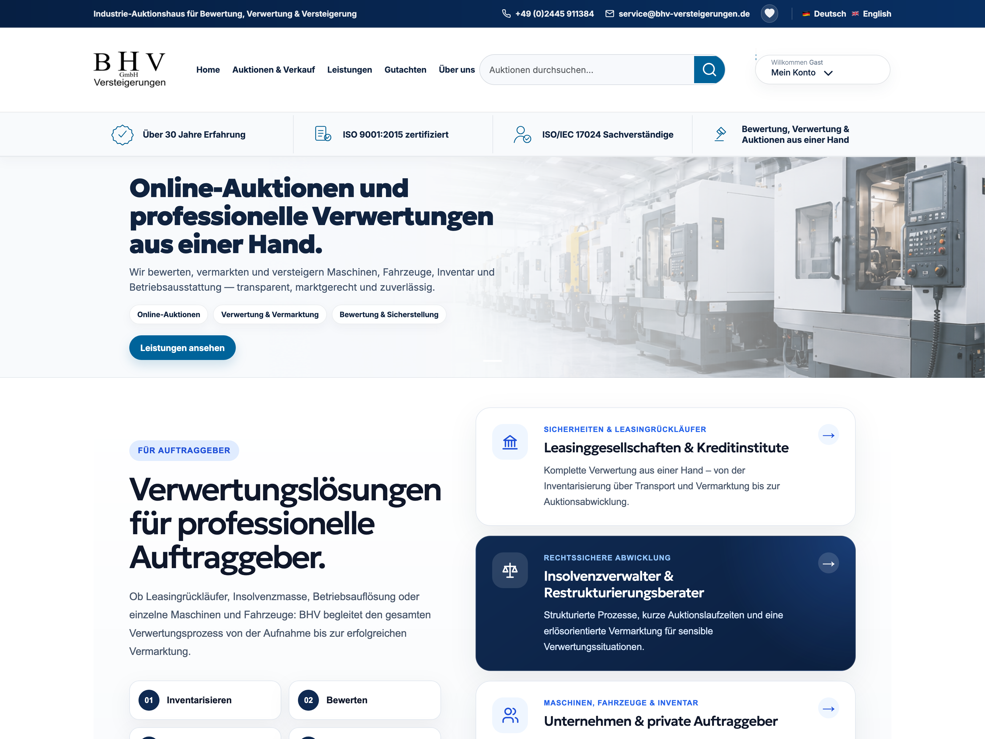 BHV Versteigerungen screenshot