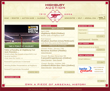 Highbury Auctions (Arsenal FC) screenshot