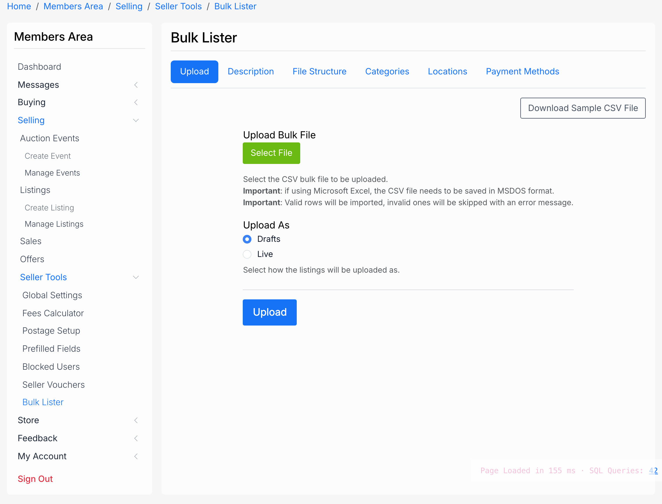 Bulk import controls in PHP Pro Bid