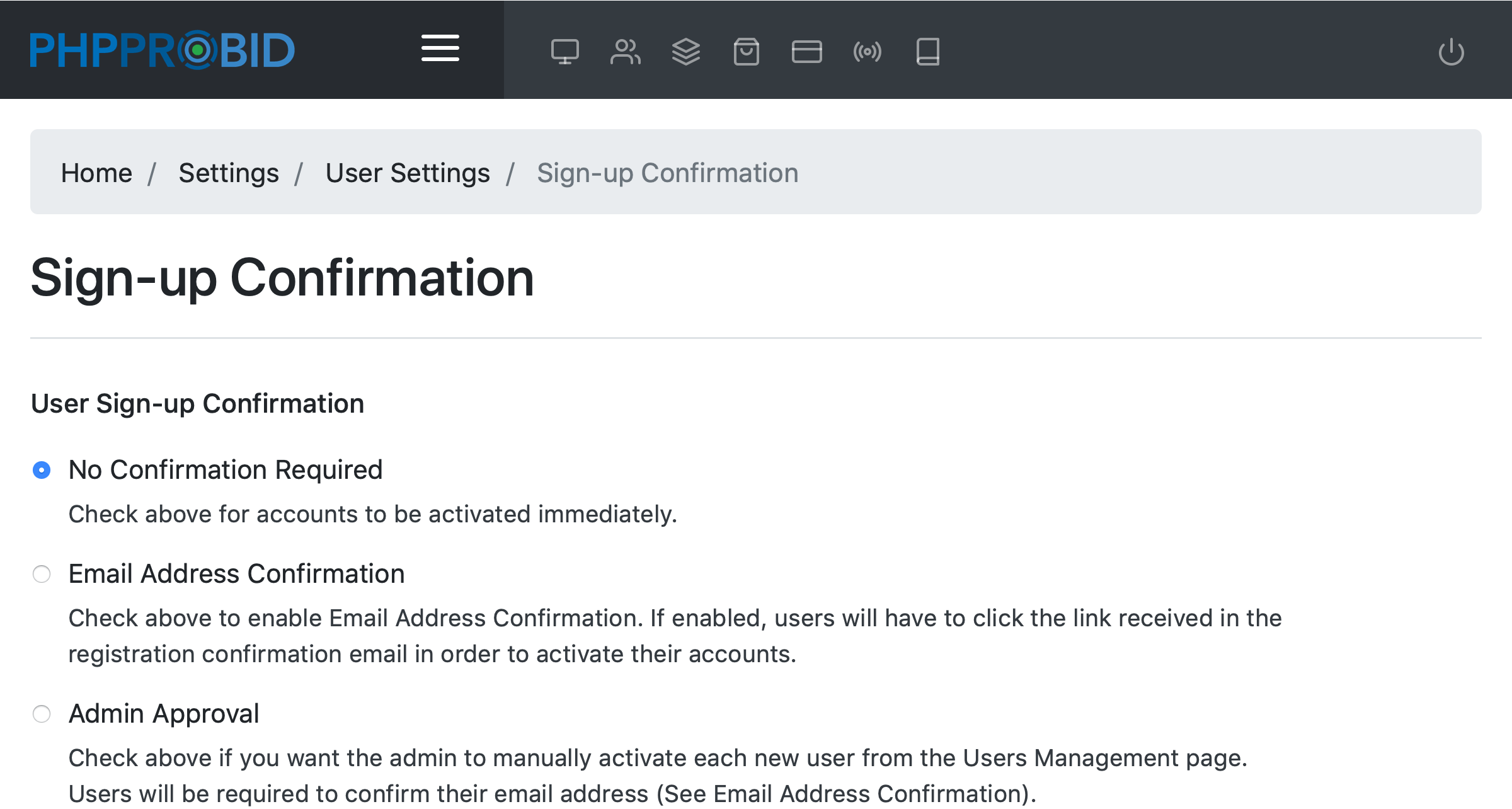 Sign-up Confirmation